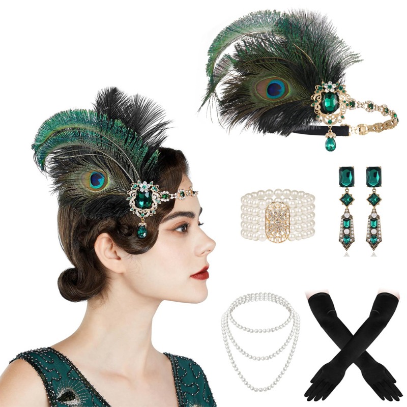 Women'S Fashion Roaring 20S - Zestaw akcesoriów Flapper 1920s kostium wielki
