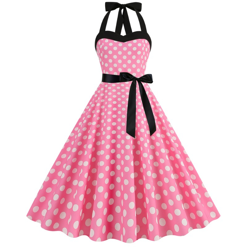 Women'S Fashion Of The 50S - Elegancka sukienka damska w kropki, letnia,
