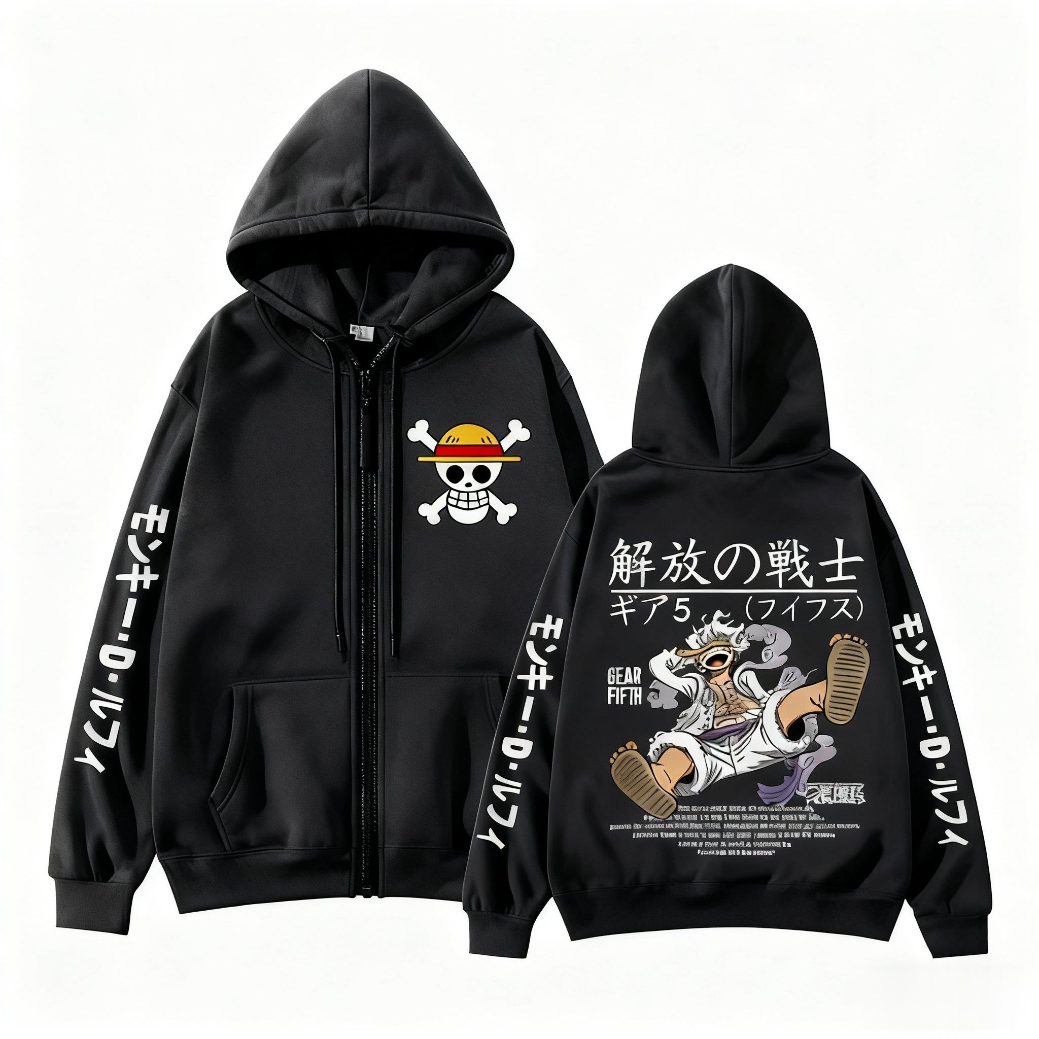 Women'S Fashion Zip Hoodie - Bluza z kapturem Monkey D Luffy