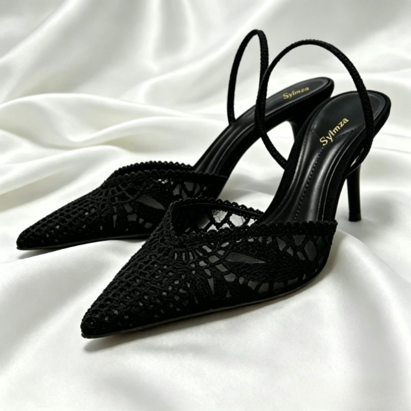 Spaghetti Strap Dress - Eleganckie damskie sandały na wysokim obcasie