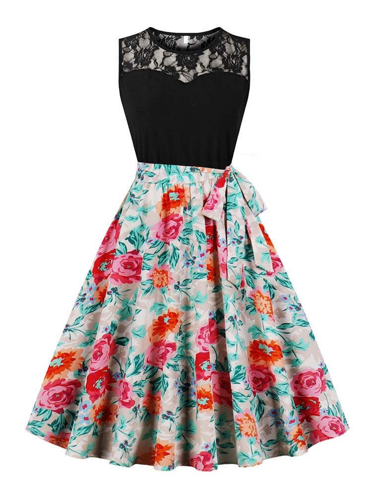 Women'S Fashion Of The 50S - Elegancka plisowana sukienka midi bez rękawów