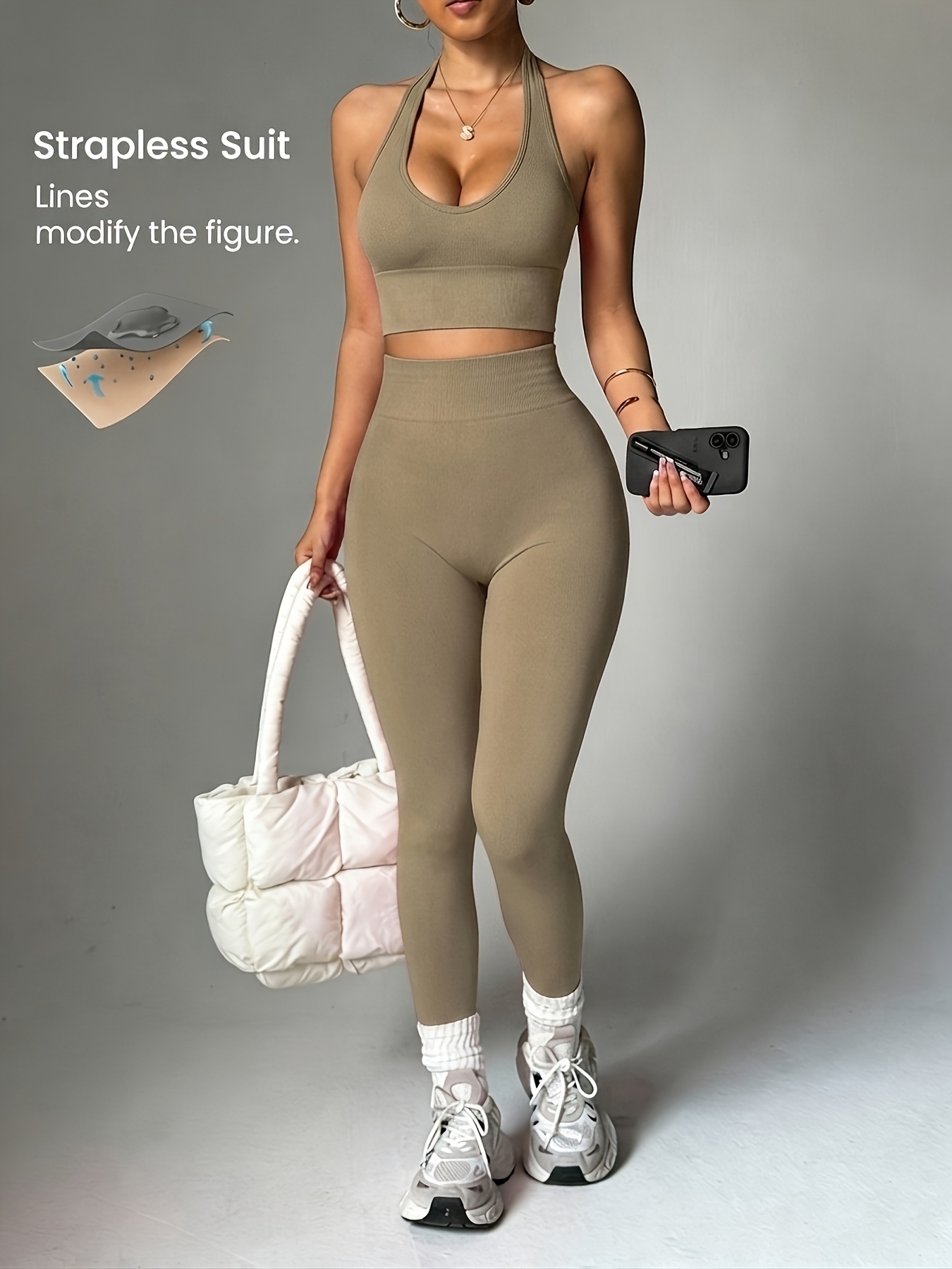 High Waist Leggings - 2-częściowy modny, uniwersalny damski zestaw sportowy