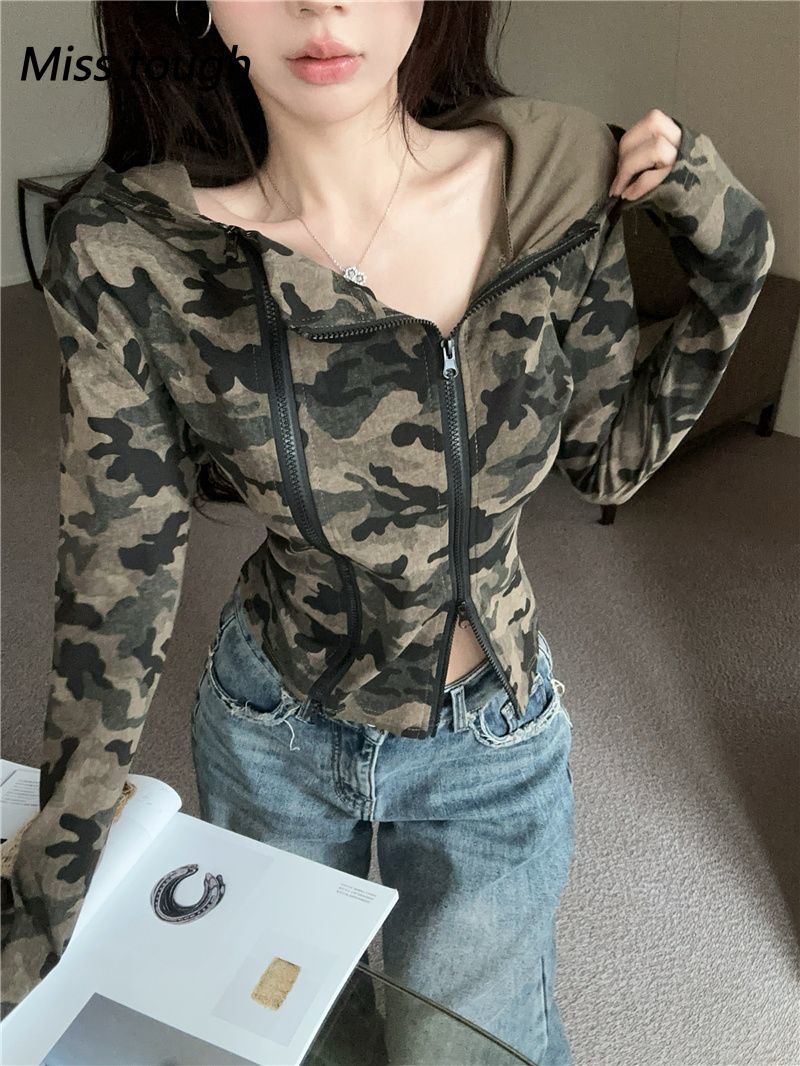 Damska bluza z kapturem Camo z – Women'S Fashion Zip Hoodie recenzja i cena