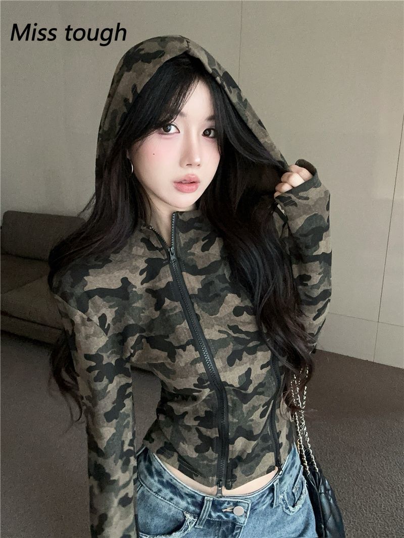 Damska bluza z kapturem Camo z – Women'S Fashion Zip Hoodie recenzja i cena