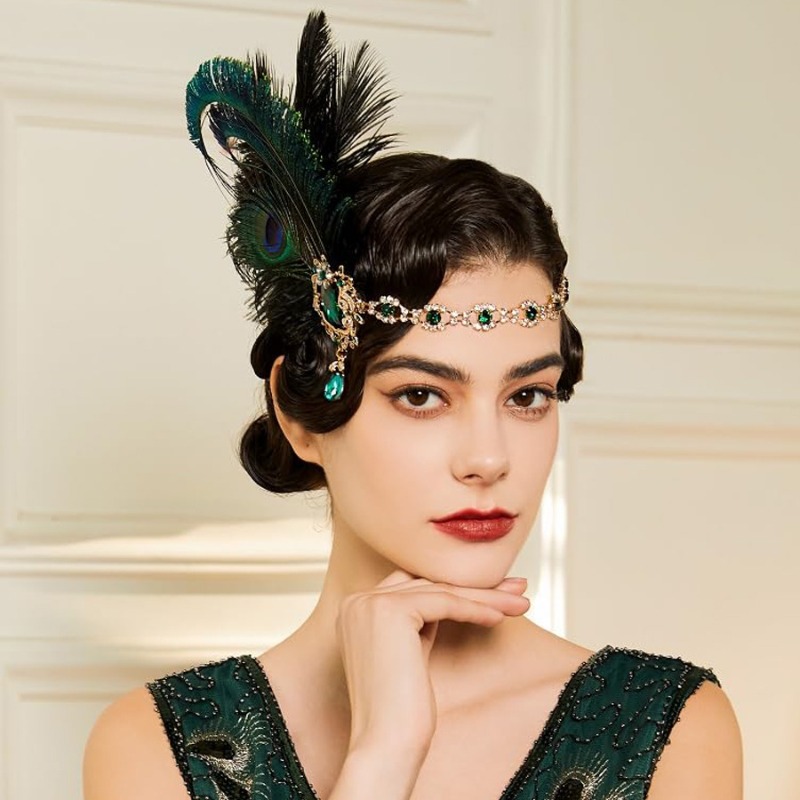 1920s Flapper Peacock Feather  – Women'S Fashion Roaring 20S recenzja i cena