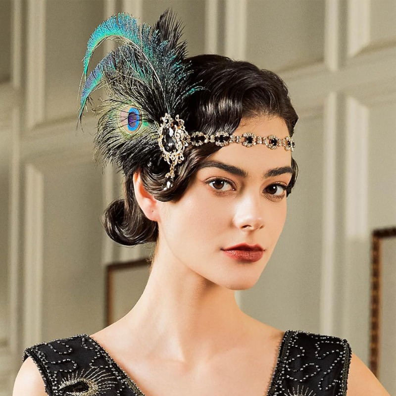 1920s Flapper Peacock Feather  – Women'S Fashion Roaring 20S recenzja i cena
