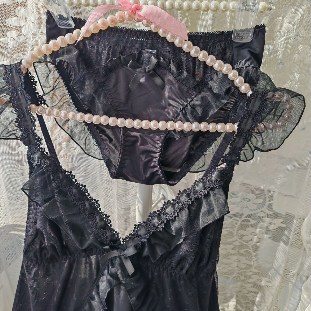 Damski czarny komplet nocny z  – Spaghetti Strap Dress recenzja i cena