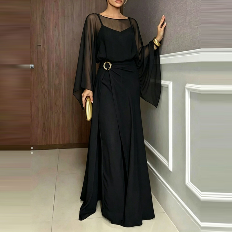 Eleganckie, proste kombinezony – Women'S Fashion Vintage Off Shoulder Long Sleeve Jumpsuit recenzja i cena